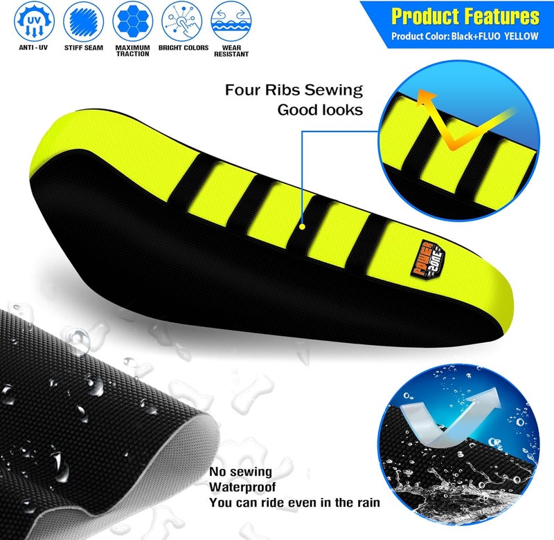 MCHMFG Motorcycle Dirt Bike Seat Cover for Surron Sur Ron Light Bee X/S - E Bike Seat Cover (Top Fluo Yellow) - Image 3